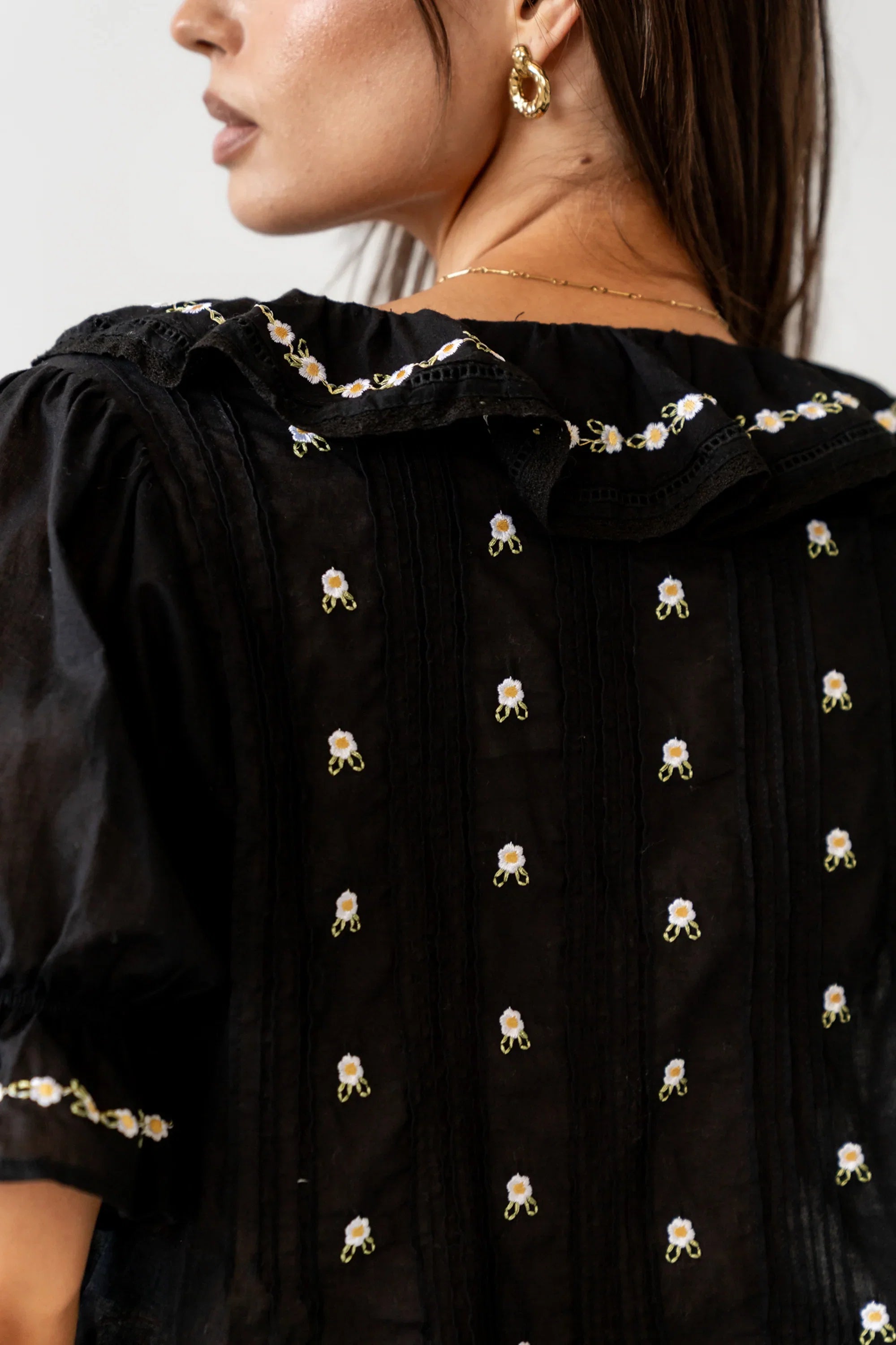 Suzie Embroidered Blouse in Black FINAL SALE