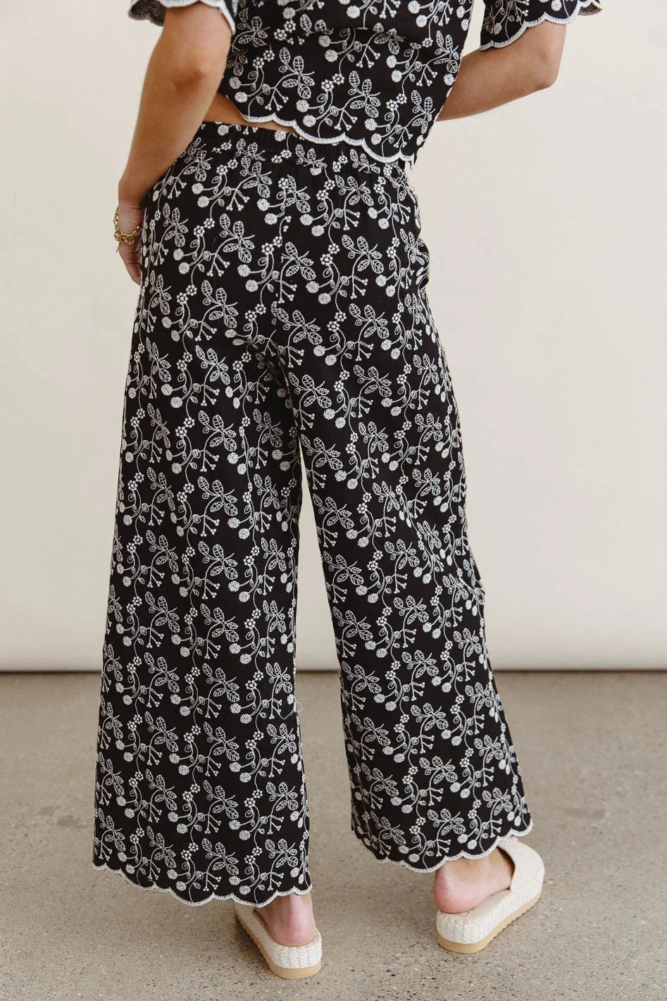 Perrie Floral Wide Leg Pants in Black FINAL SALE