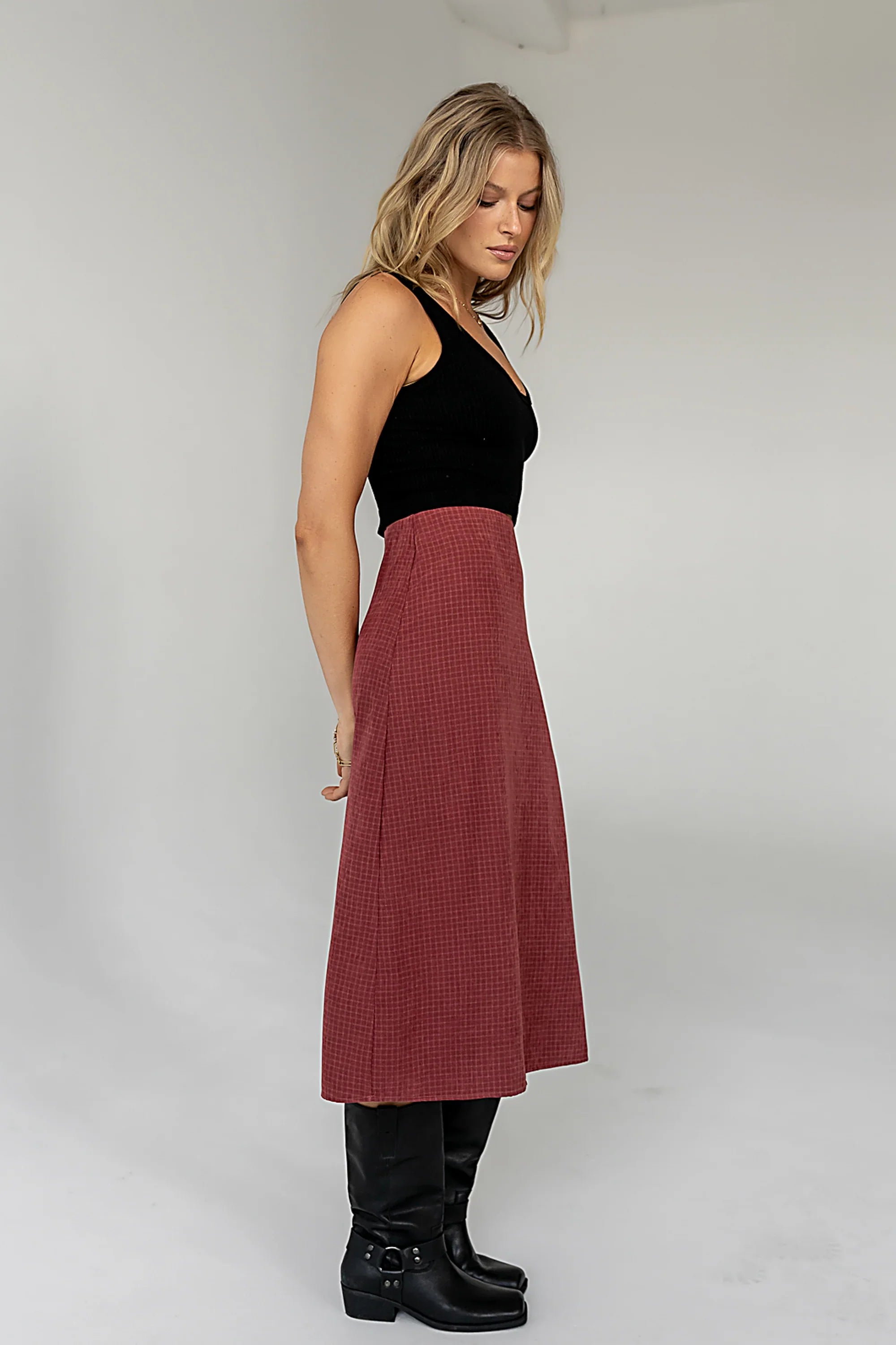 Miley Midi Skirt in Maroon FINAL SALE