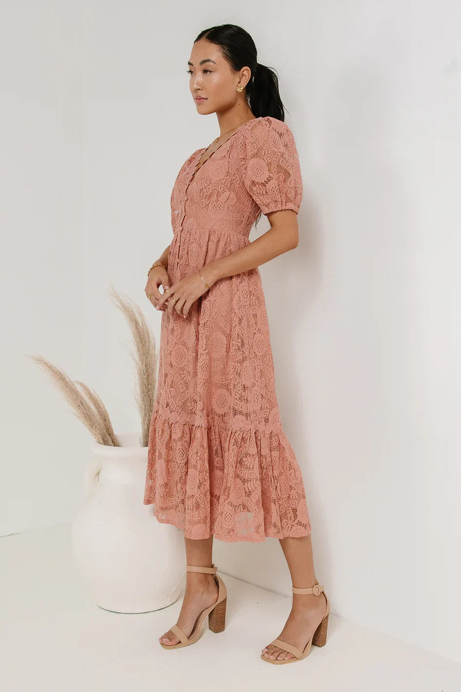 Rowan Lace Dress in Pink FINAL SALE