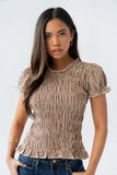 Ruth Smocked Top in Brown