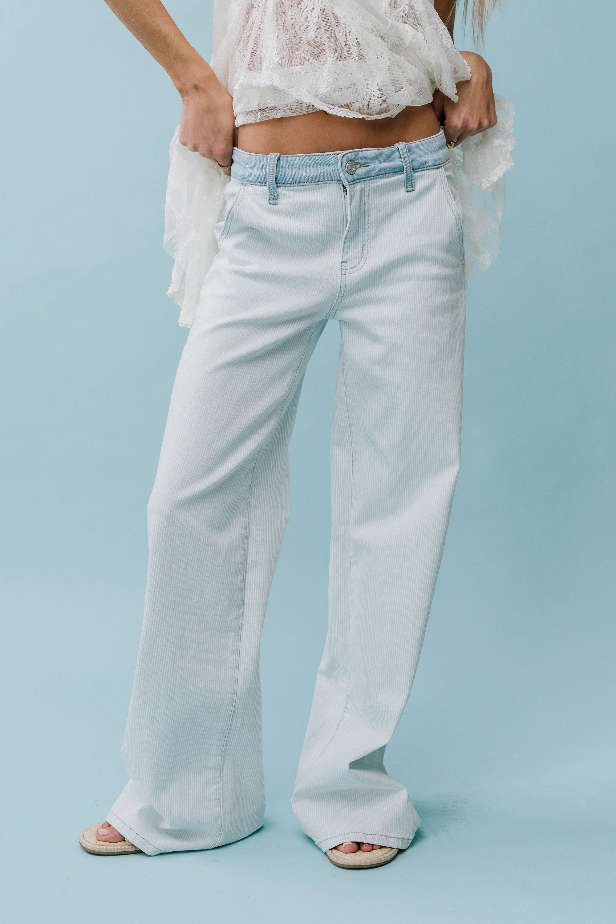 Kendall Striped Wide Leg Jeans