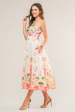BRUNCH BOUQUET STRAPLESS FLORAL MIDI DRESS