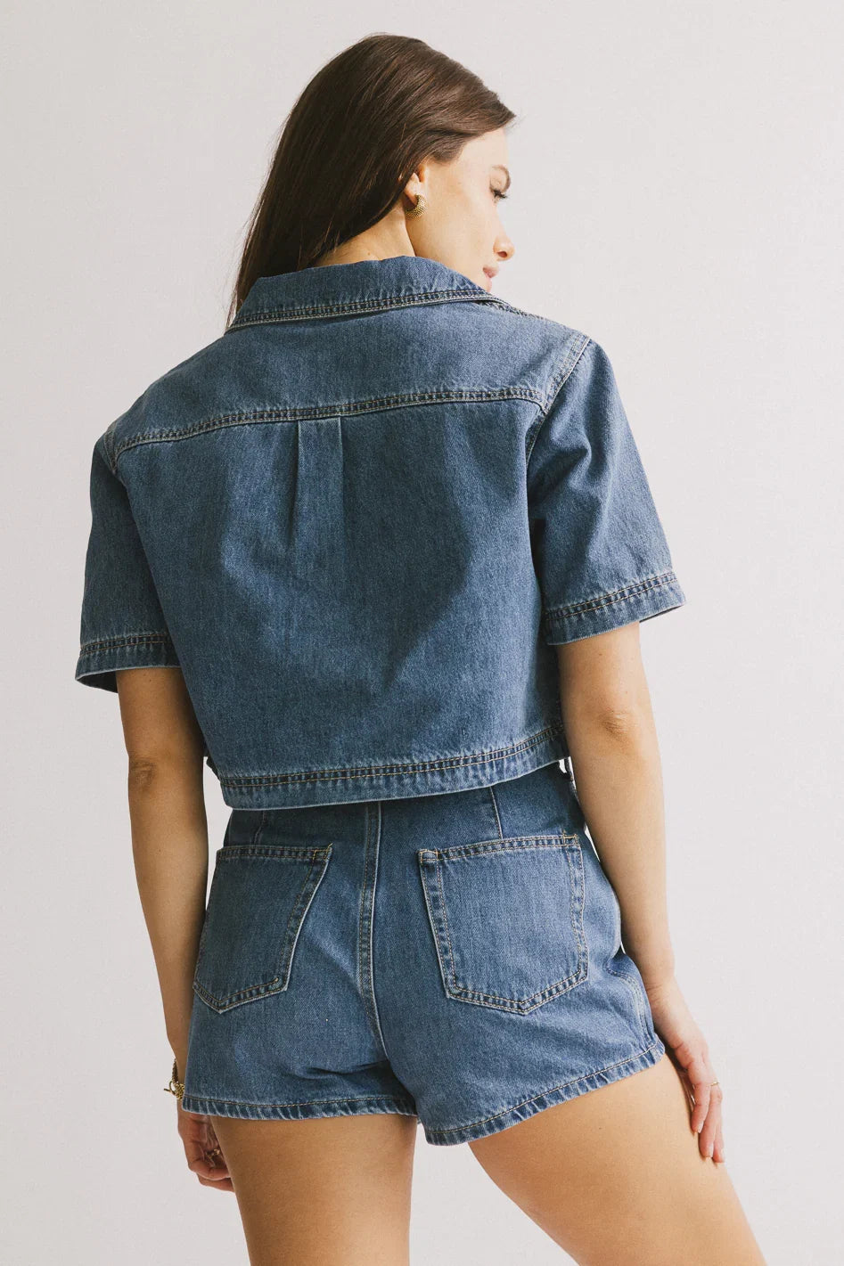 Gretta Collared Denim Top FINAL SALE