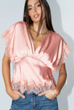 Chelsea Satin Blouse in Blush