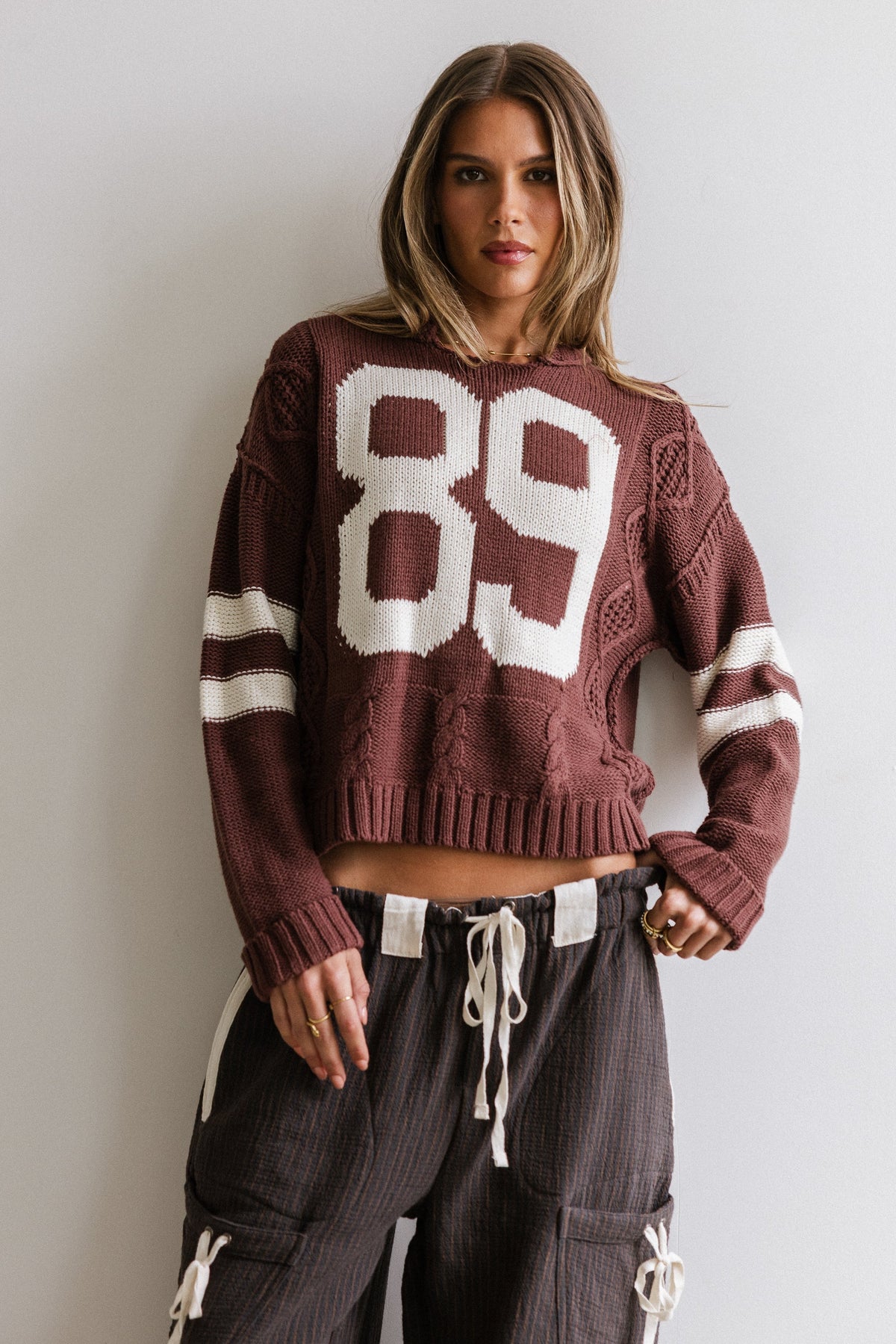 Route Cable Knit Sweater in Red Brown FINAL SALE