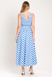 BLUE SERENA STRIPED MIDI DRESS