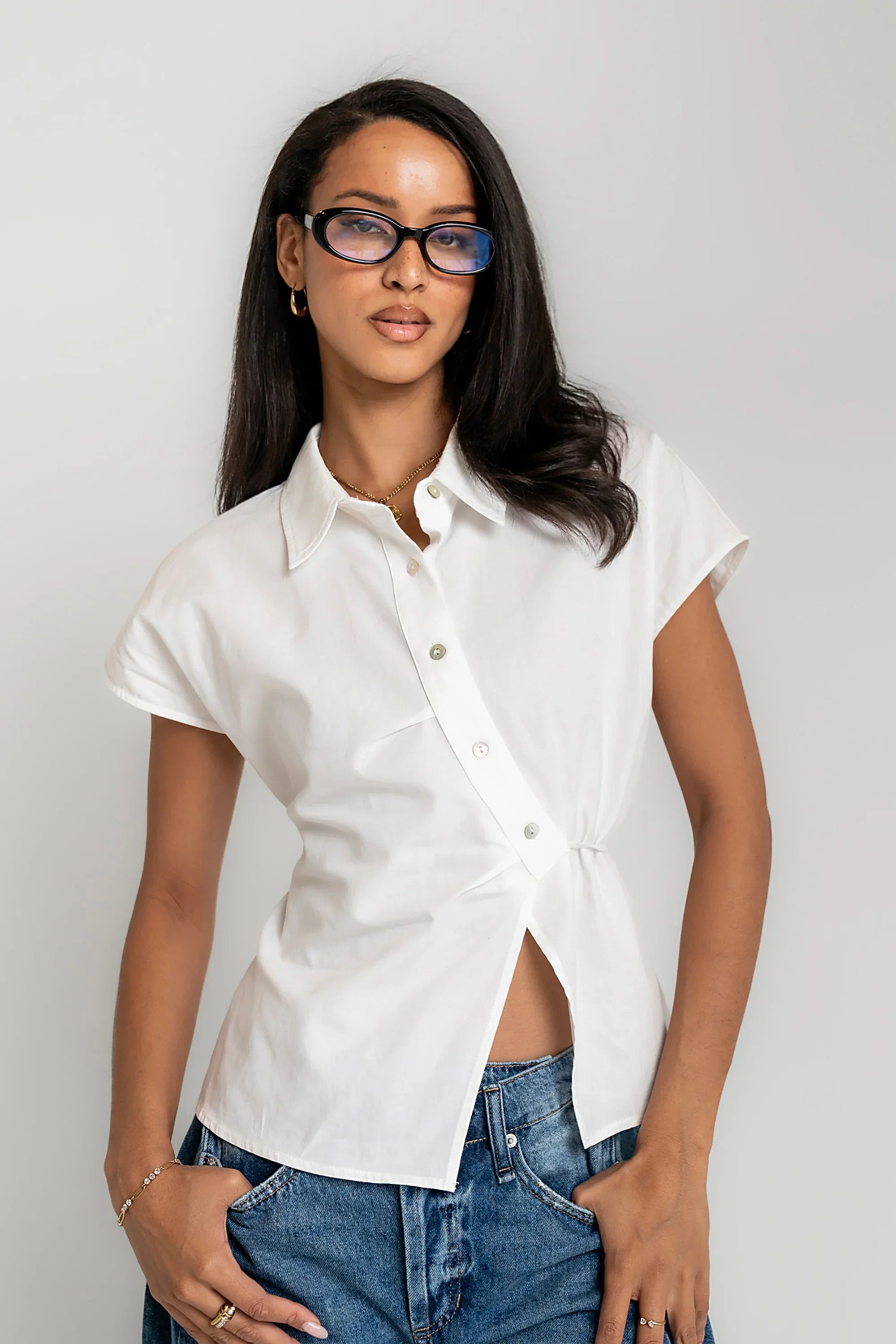 Torrey Asymmetrical Button Up