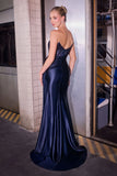 Julianne Gown Luxe Satin Rhinestone Studded Dress