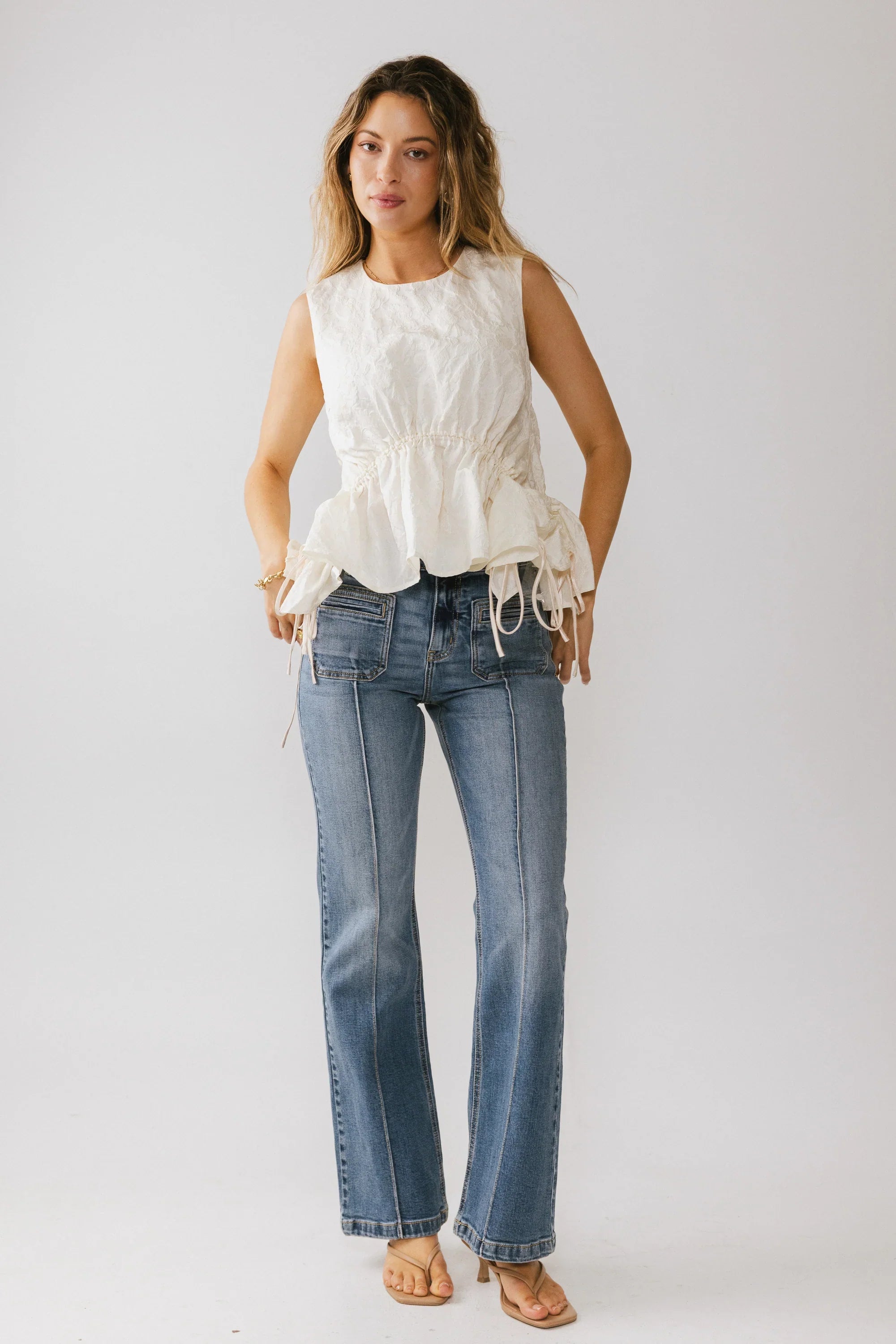 Miranda Textured Blouse in Ivory FINAL SALE