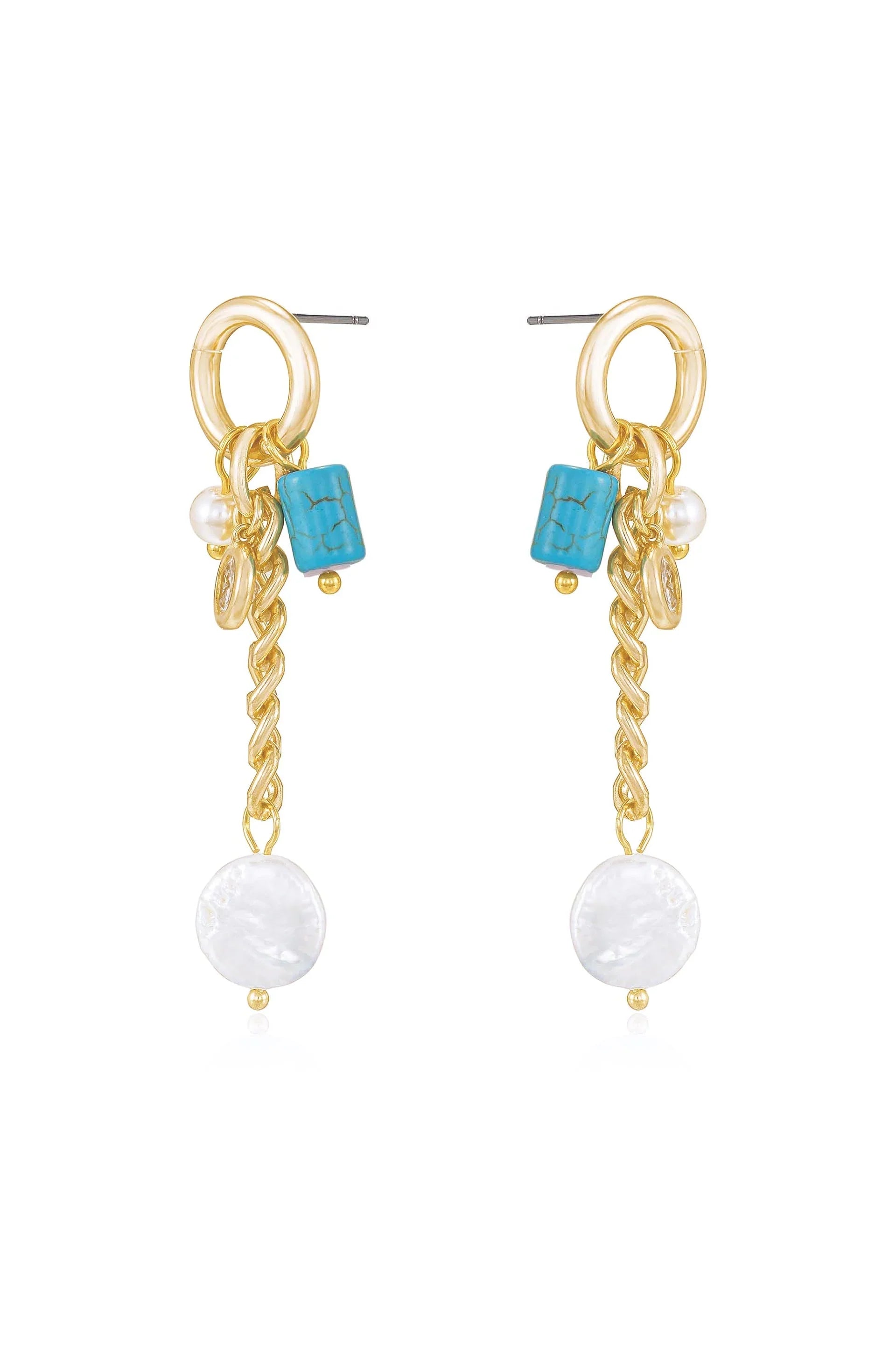 Pearl and Charm Dangle Earrings