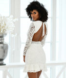 Medindie Dress White Lace Open Back Dress