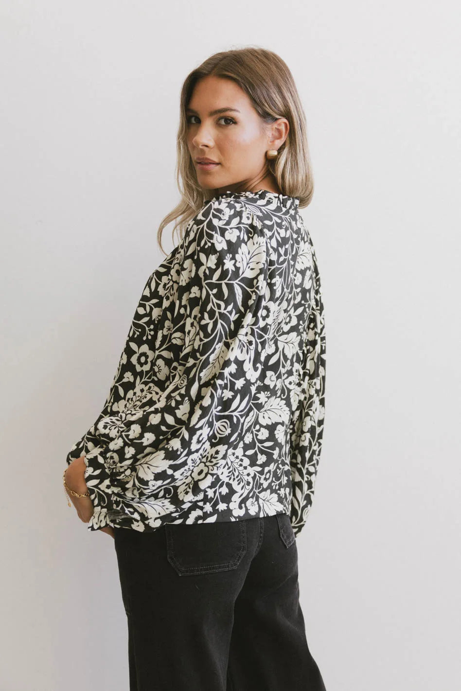 Nona Dolman Sleeve Blouse in Black FINAL SALE
