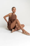 Rudy Embroidered Tank Top in Brown