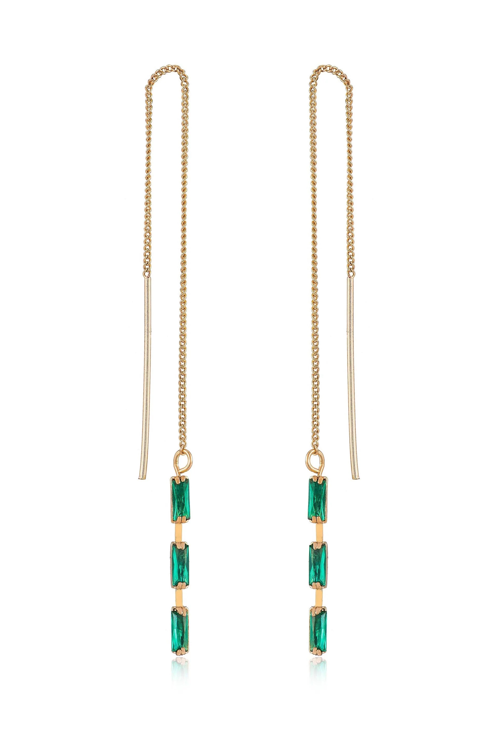 Crystal Baguette Threader Earrings