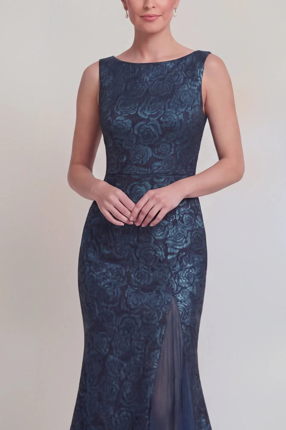 Blush Jacquard Mermaid Mother of the Bride Dress