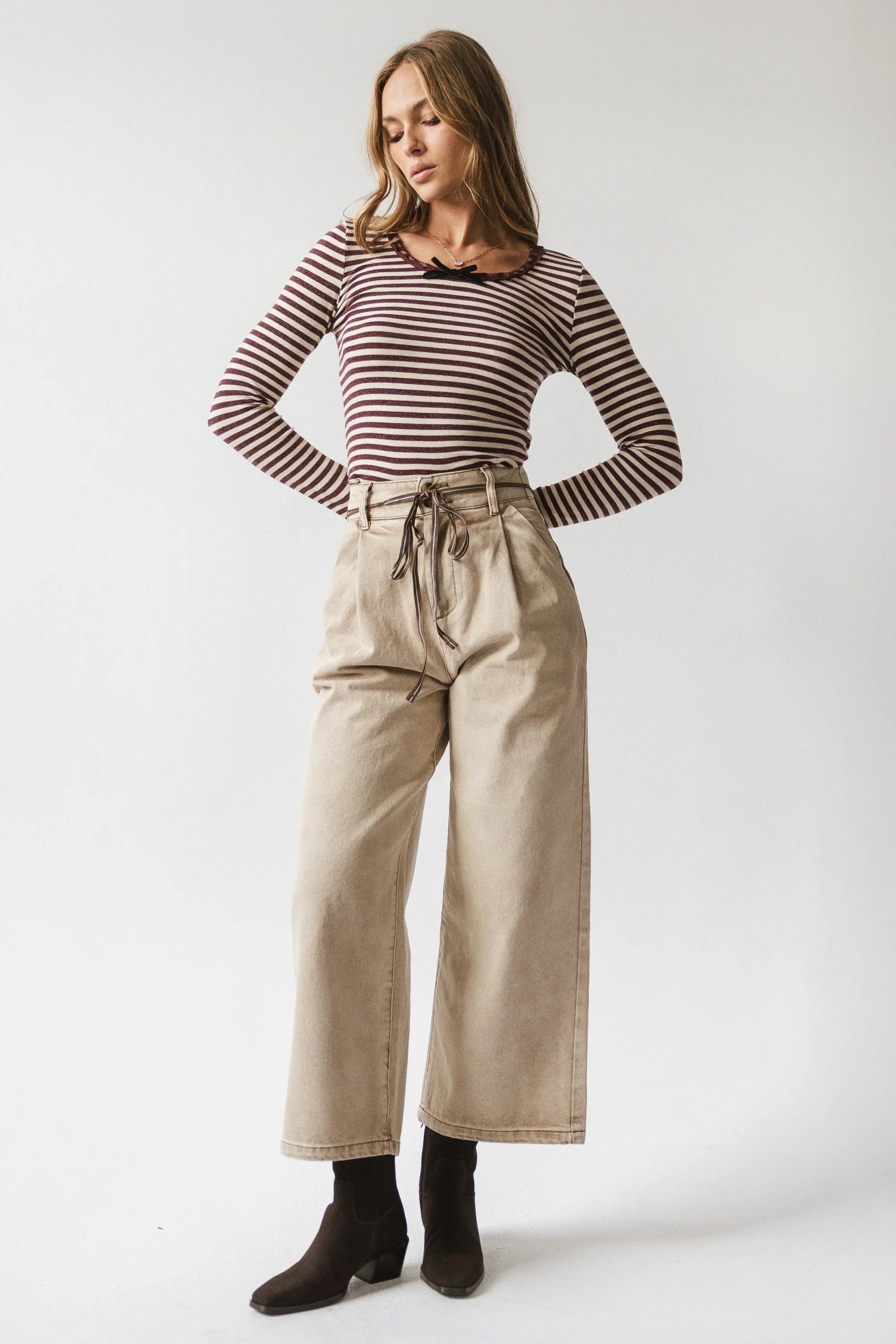 Kiya Striped Top in Burgundy FINAL SALE