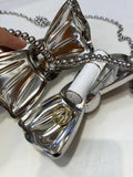 Womens Silver Bow Clutch Mini Evening Bags