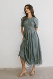 Alora Embroidered Dress in Teal FINAL SALE