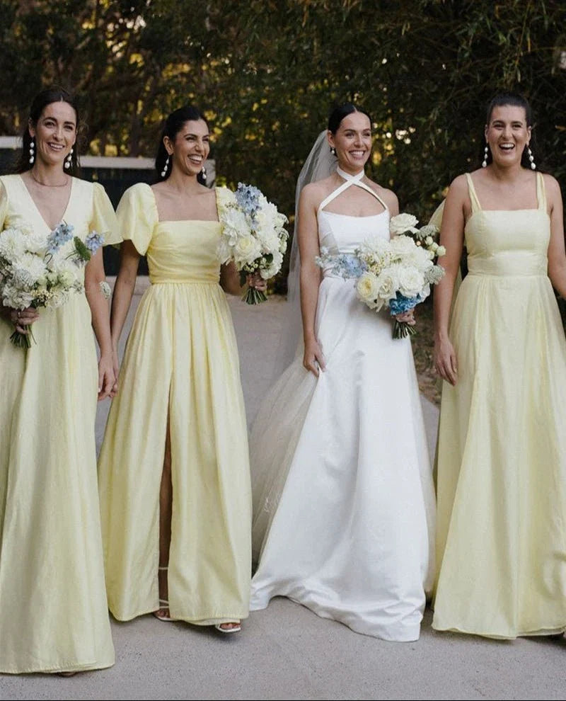 Chic A Line Daffodi Long Bridesmaid Dresses