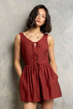 Wren Sleeveless Romper in Brick