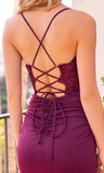 Misha Gown Mulberry Fitted Dress With Open Back