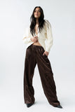 Gemma Satin Wide Leg Pants in Brown FINAL SALE