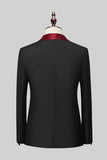 Mens Black Silm Fit 3 Piece Shawl Lapel One Button Wedding Guest Suits