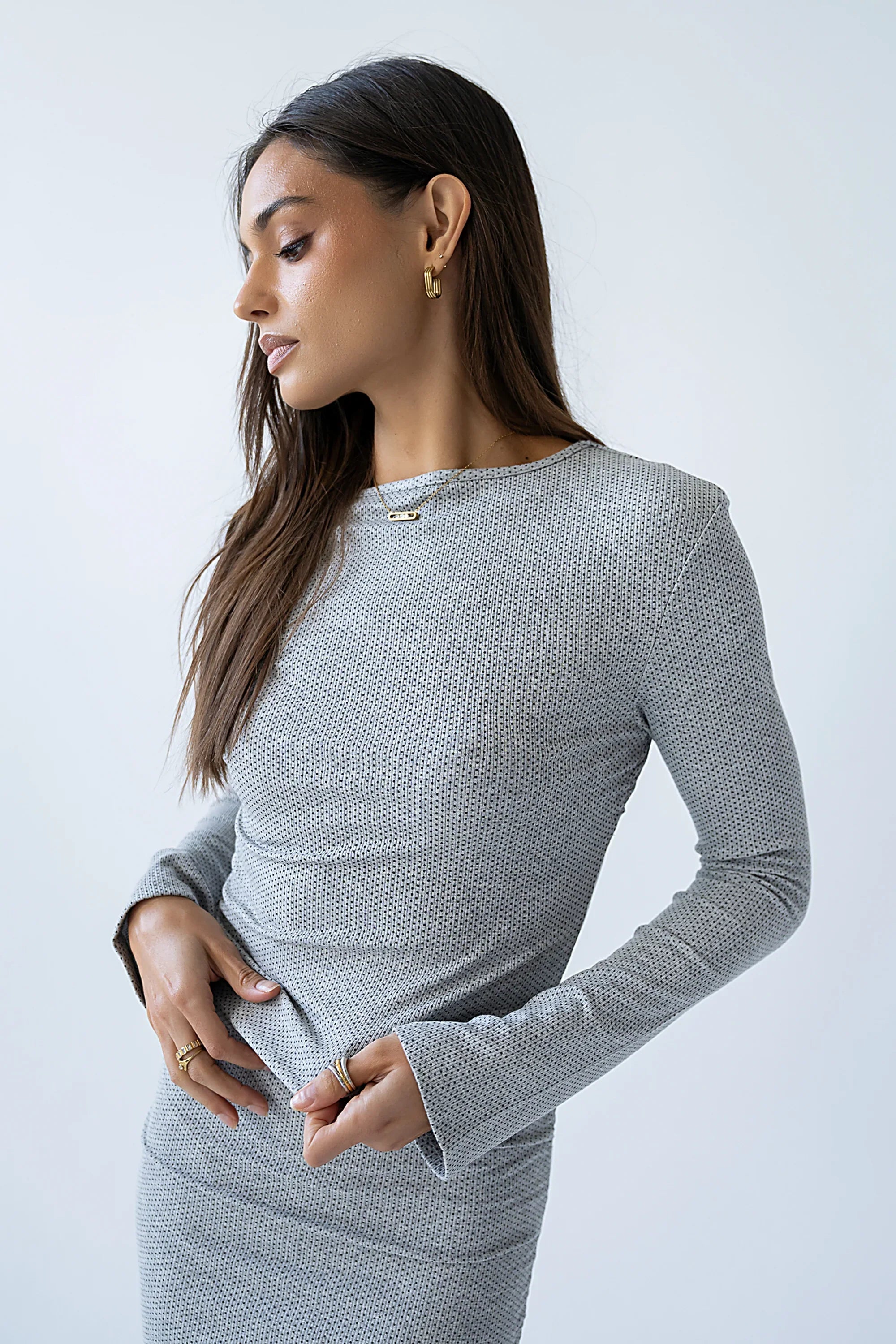 Bonnie Polka Dot Top in Grey