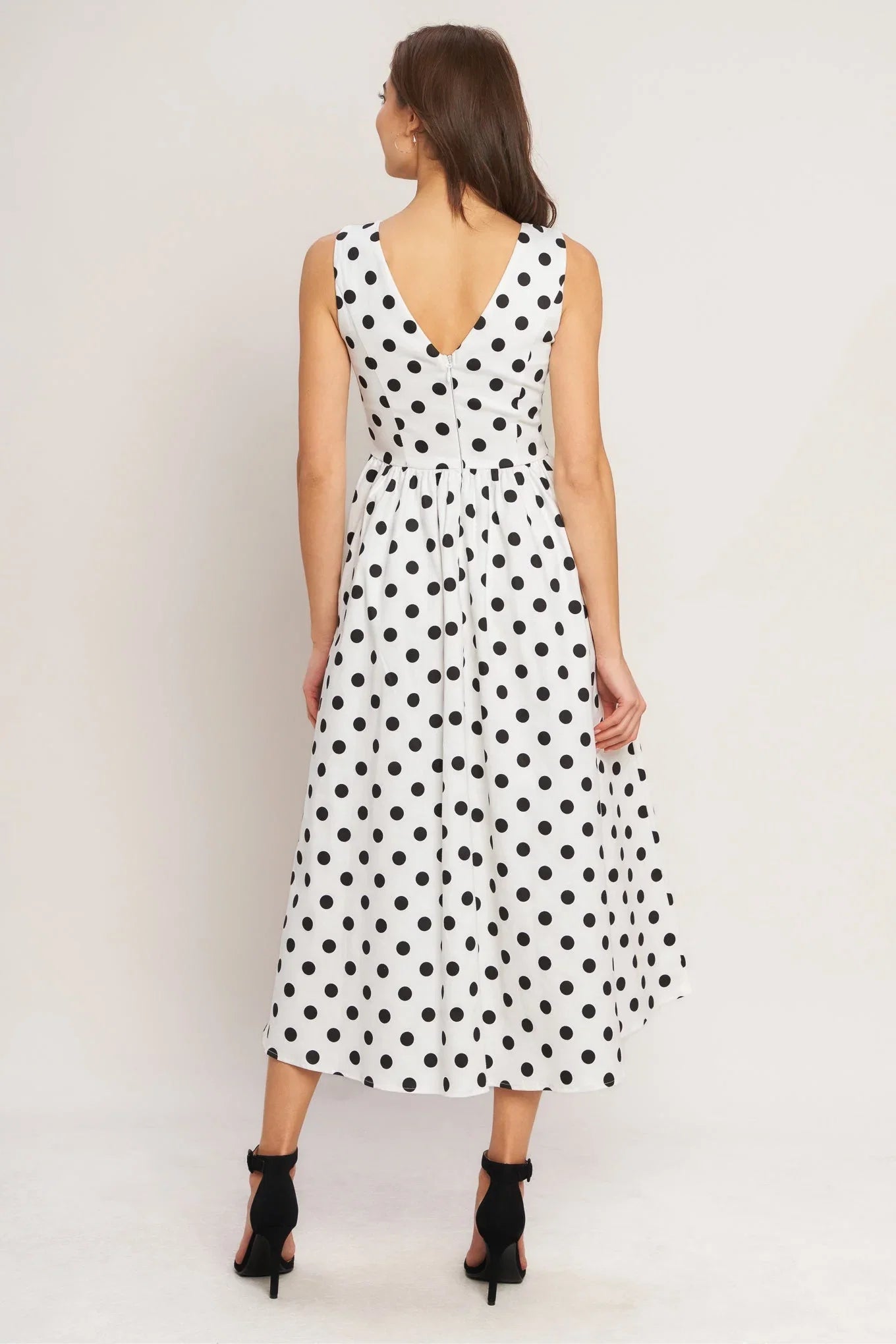 VINTAGE WHISPER POLKA DOT MIDI DRESS