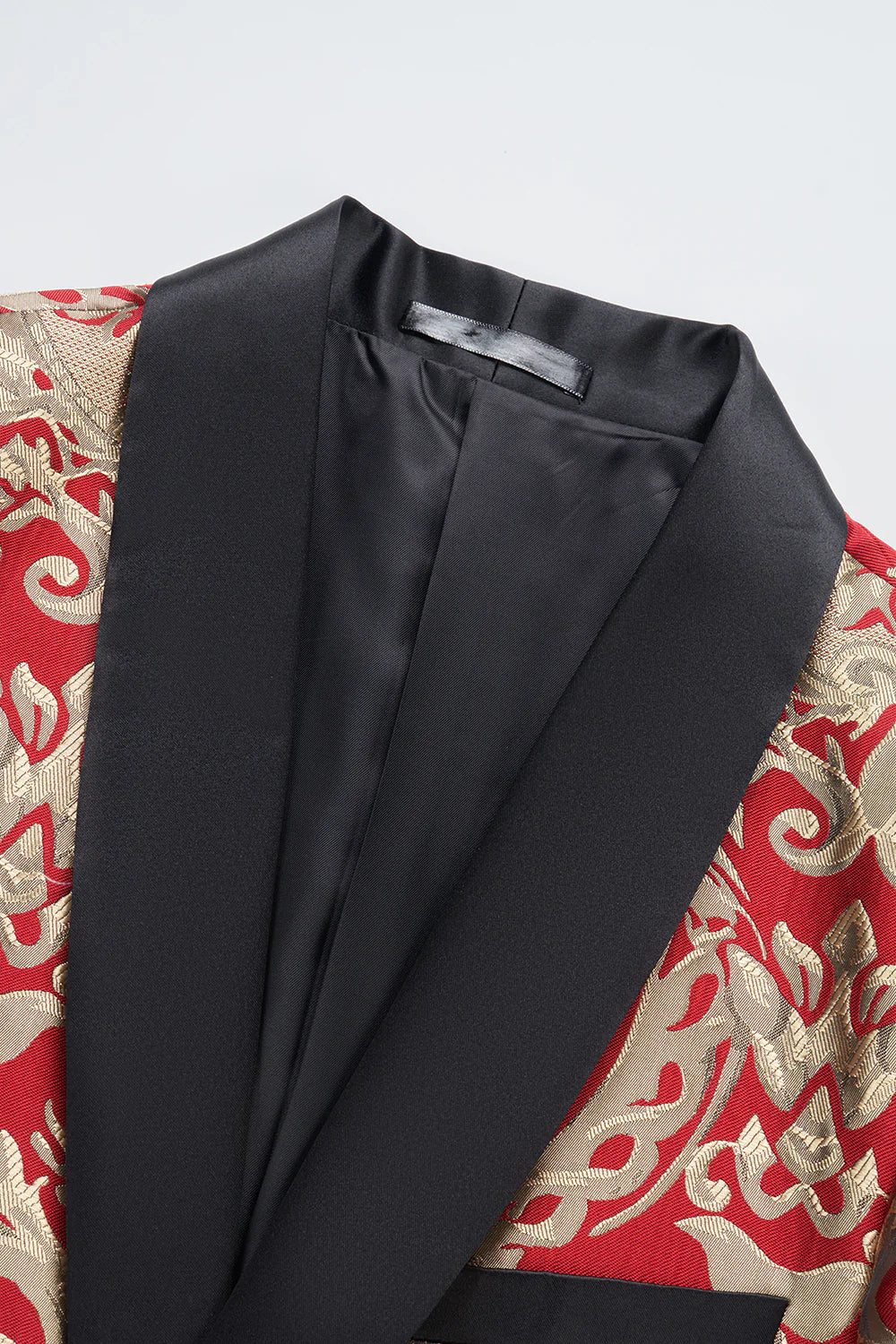 Mens Red Shawl Lapel One Button Jacquard Prom Blazer