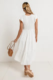 Rain Smocked Midi Dress in White FINAL SALE
