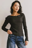 Gemma Sheer Ribbed Top in Black FINAL SALE