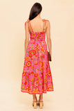 GARDEN GATHERING BUSTIER MIDI DRESS PINK MULTI