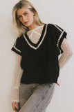 Hazel Embroidered Sweater Top in Black FINAL SALE