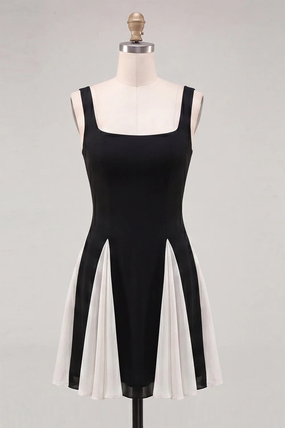 Black A Line Square Neck Short Homecoming Dress