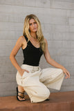 Elke Button Slacks in Natural FINAL SALE
