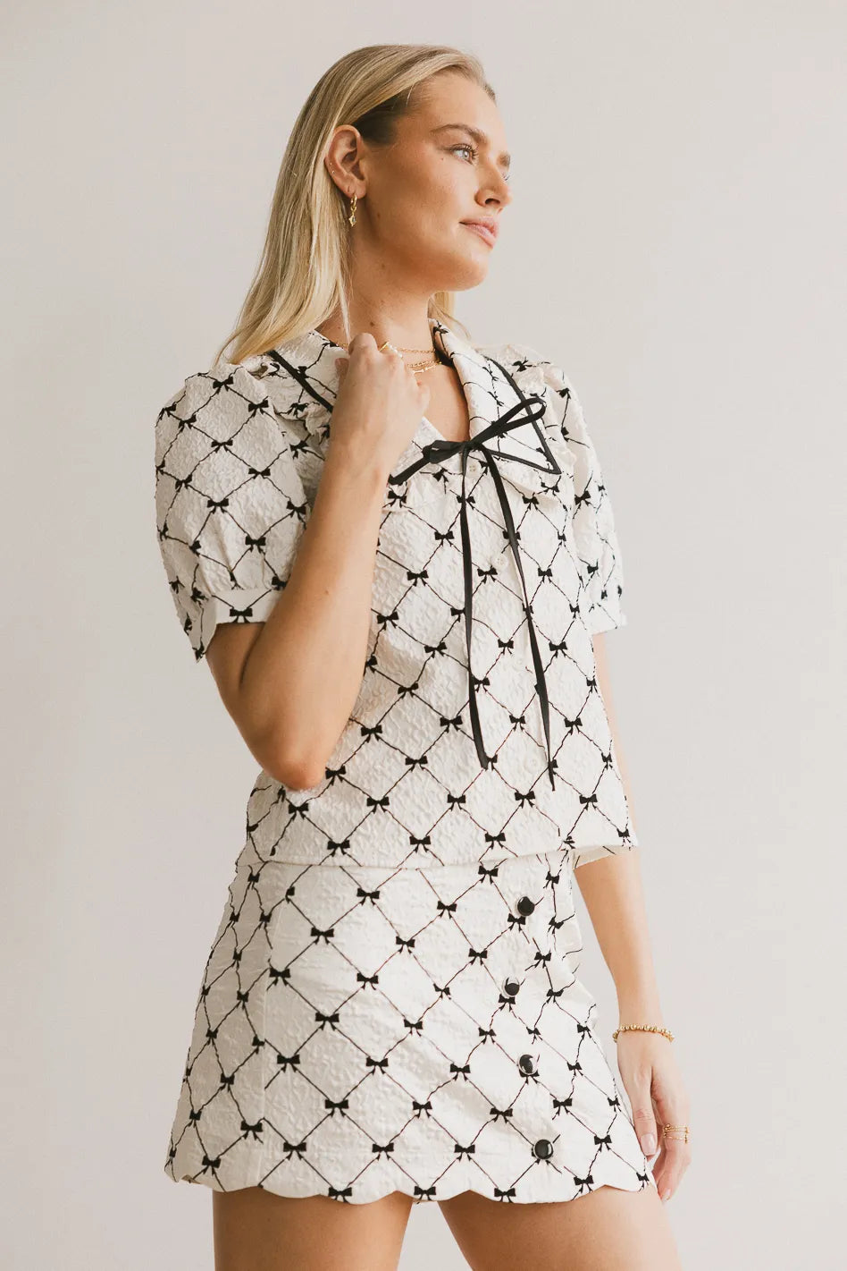 Maia Bow Collared Top FINAL SALE
