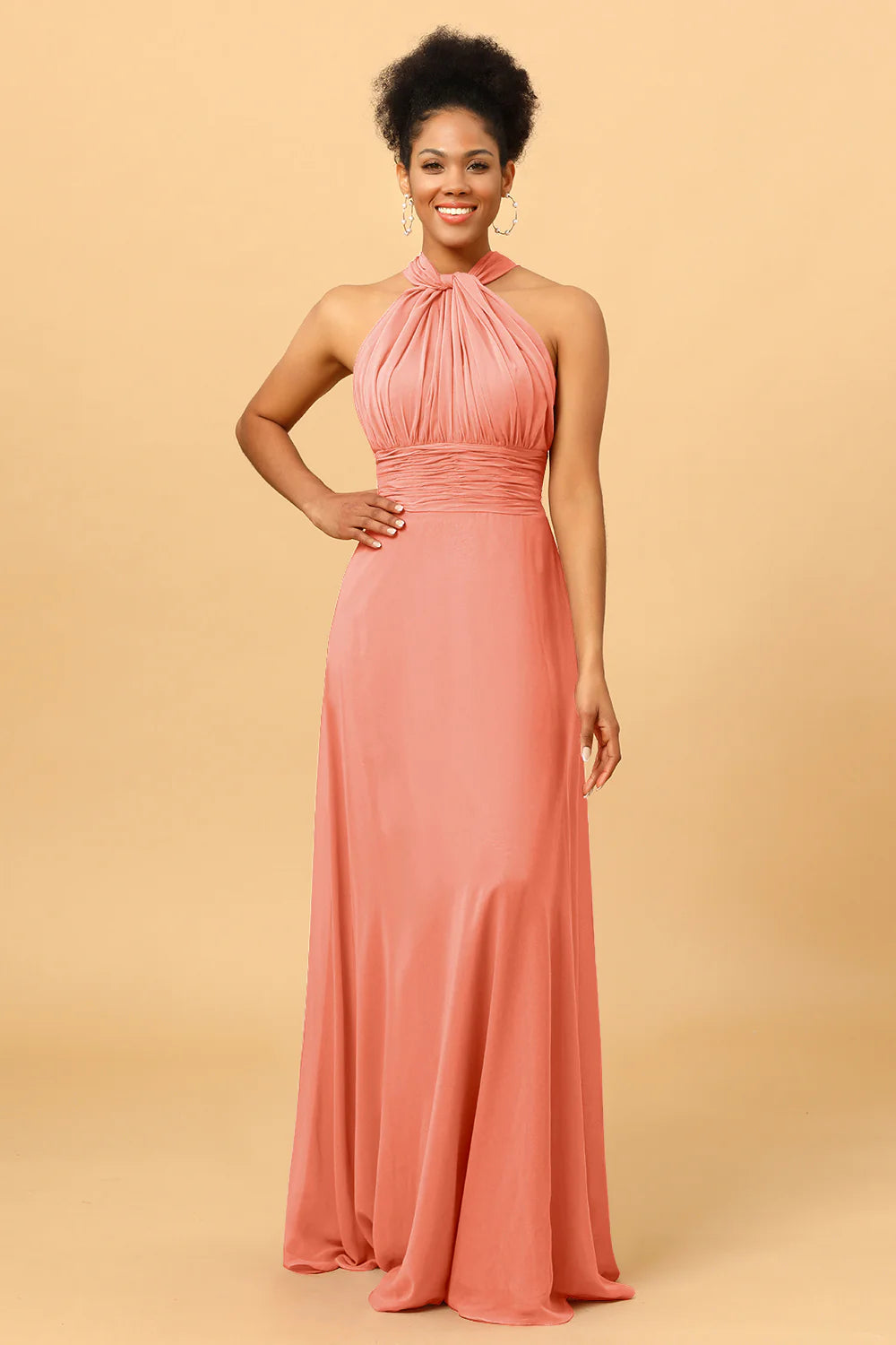 A Line Convertible Long Chiffon Bridesmaid Dress