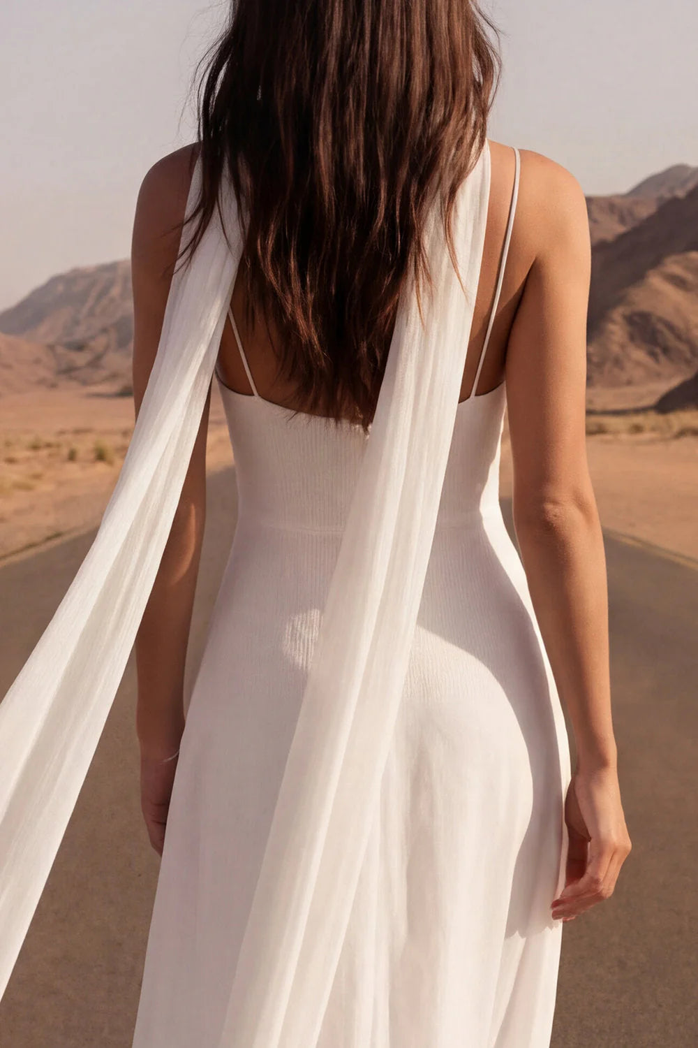 Ivory A Line Pleated Midi Engagement Dress with Slit