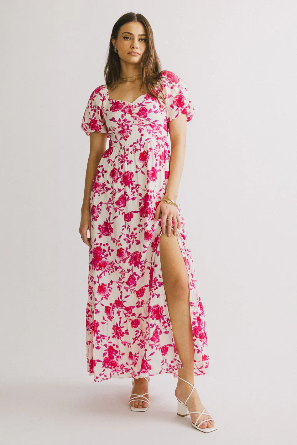 Mellanie Floral Maxi Dress in Fuchsia FINAL SALE