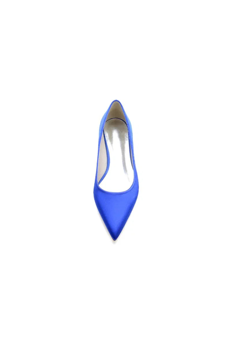 Simple Pointed Toe Satin Low Heels