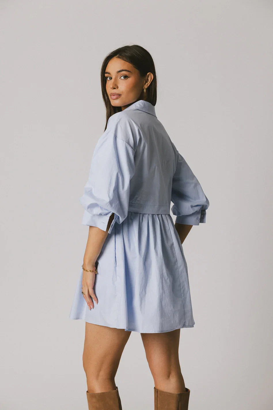 Oliver Collared Mini Dress in Blue FINAL SALE