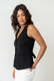 Penny Button Up Vest in Black
