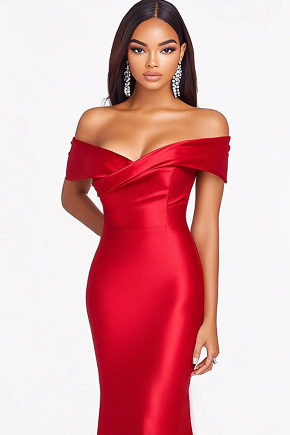 Dusty Sage Mermaid Off The Shoulder Satin Long Formal Dress