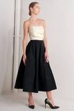 MONO BALLET BLACK CREAM STRAPLESS MIDI DRESS