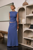 Freda Ruched Top in Blue