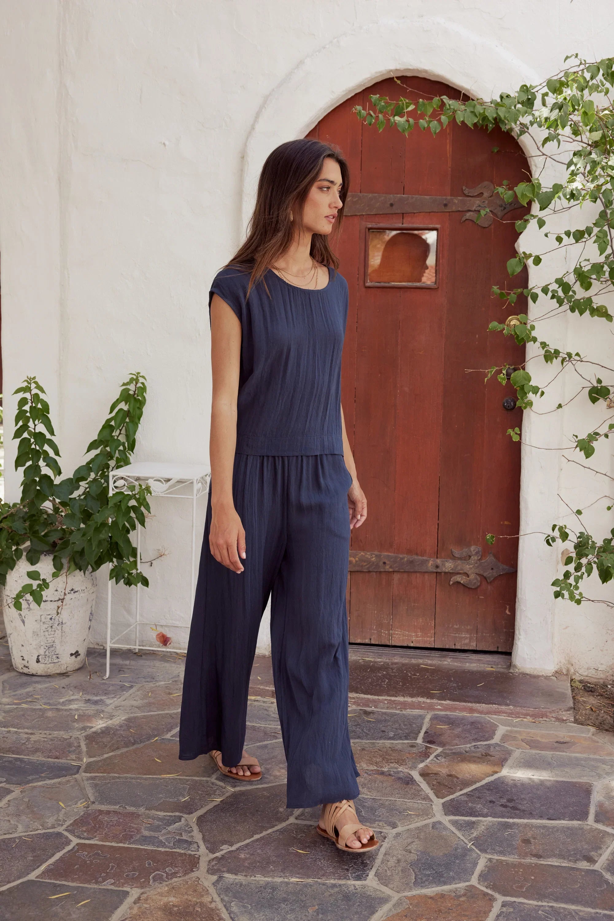 Jaylen Wide Leg Pants in Navy FINAL SALE