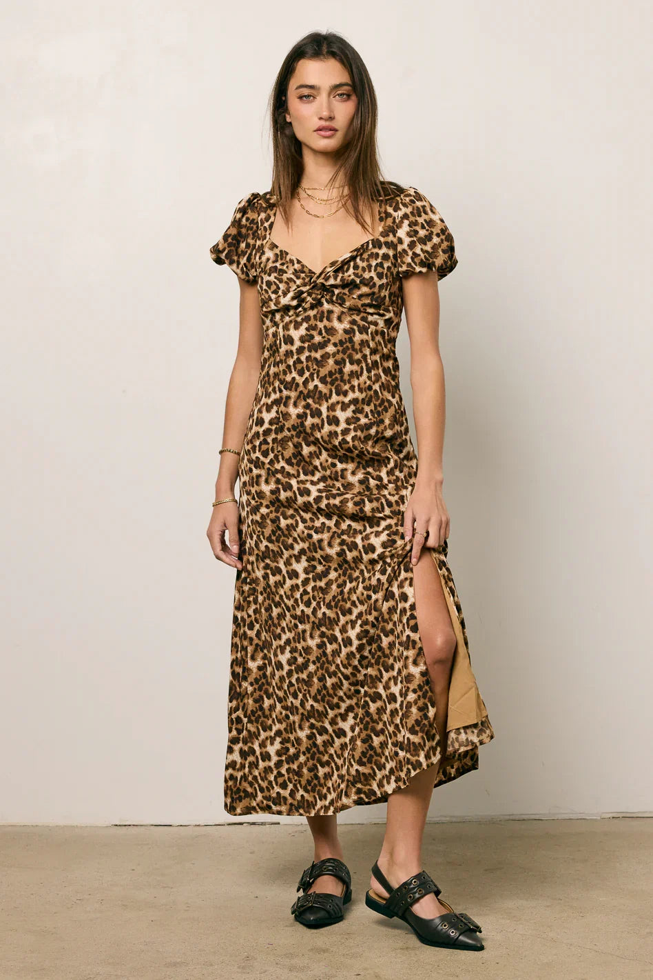 Meradith Leopard Print Midi Dress FINAL SALE