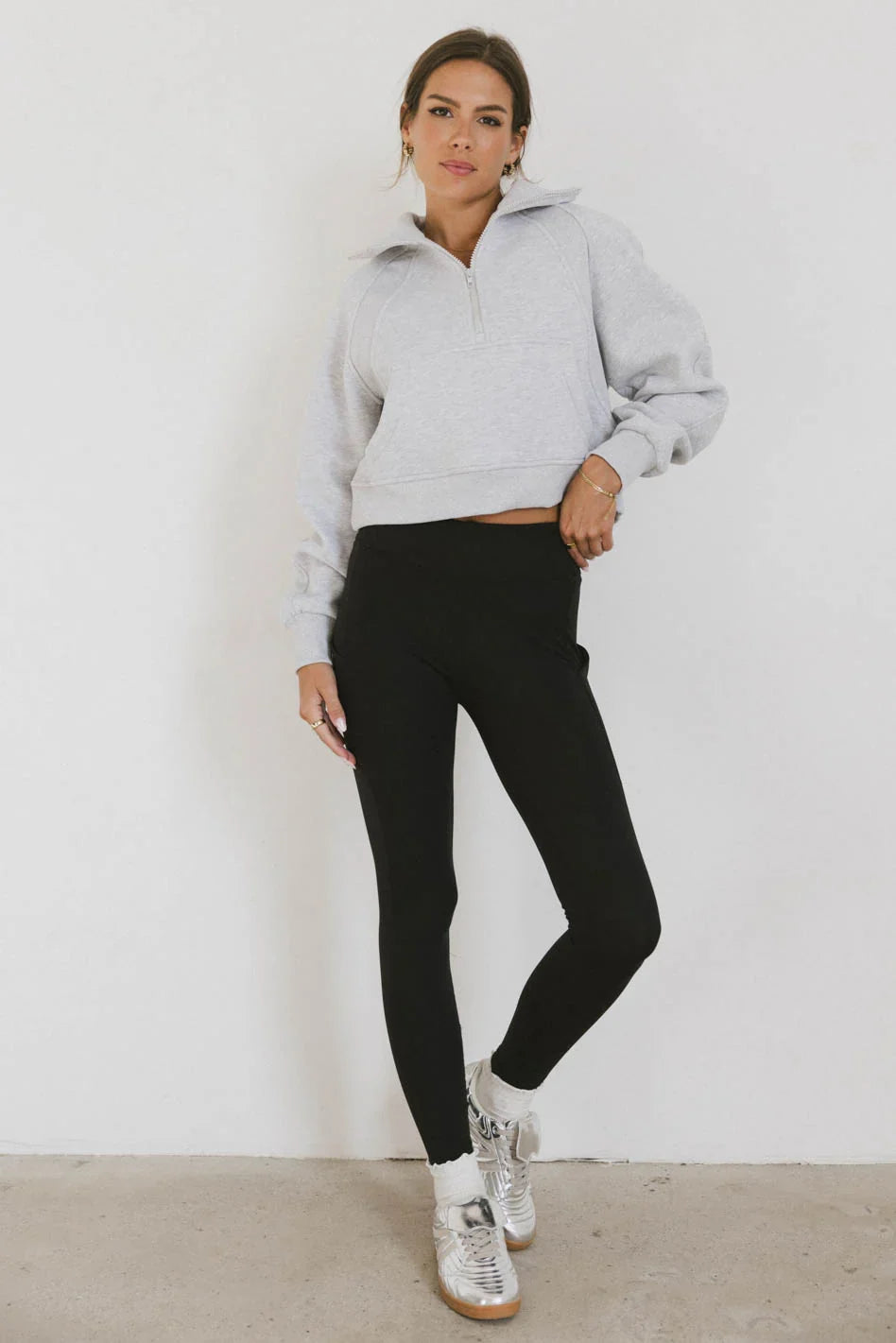 Alyssa Half Zip in Heather Grey FINAL SALE